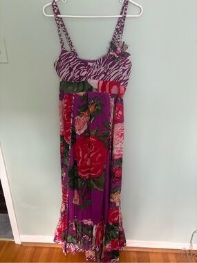 Floral Purple Maxi Dress with Mixed Print